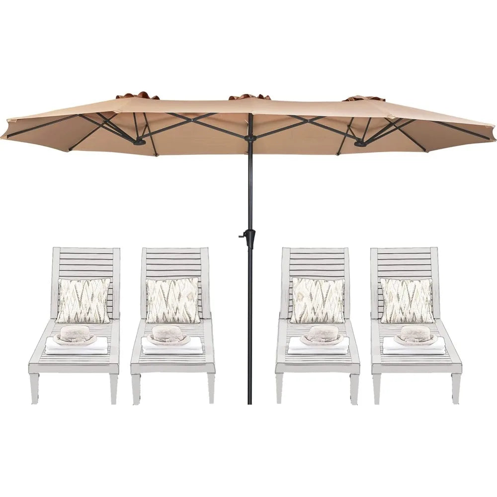 13FT Outdoor Umbrella for Patio, Double sided Pool Umbrellas with Fade Resistant Canopy, Large Table Umbrella