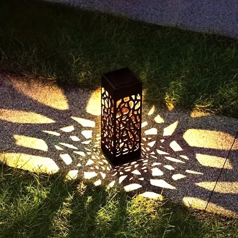 6PCS Solar Powered LED Garden Stake Lights Decorative Hollow-Out Lawn Lamps, Waterproof Outdoor Landscape Lighting