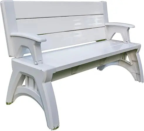 2-in-1 Outdoor Bench & Picnic Table - Foldable, Weather-Resistant Seating - Perfect for Patio, Lawn, Garden, or Deck - Durable C