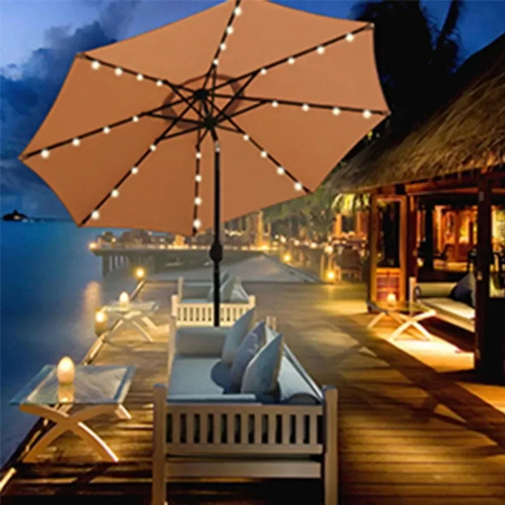 Lighted Patio Umbrella, Table Market Umbrella, Outdoor Umbrella for Garden, Deck, Backyard, Pool and Beach,9 Ft