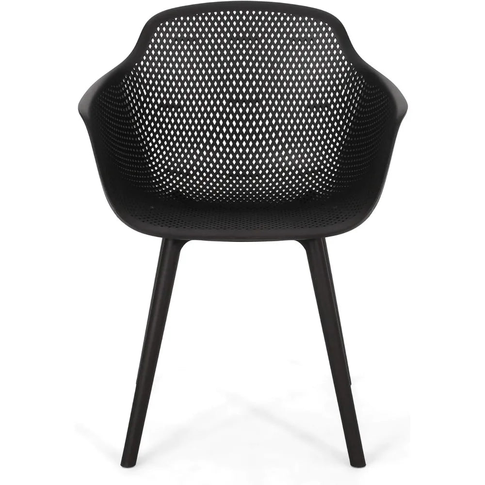 Davina Outdoor Dining Chair (Set of 2), Polypropylene, Black