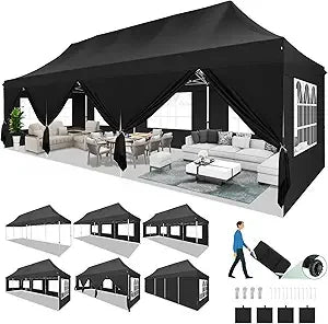 Canopy Tent 10x30 Pop Up Canopy with 8 Removable Sidewalls Party Tents for Parties Wedding Patio Commercial Waterproof and UV50