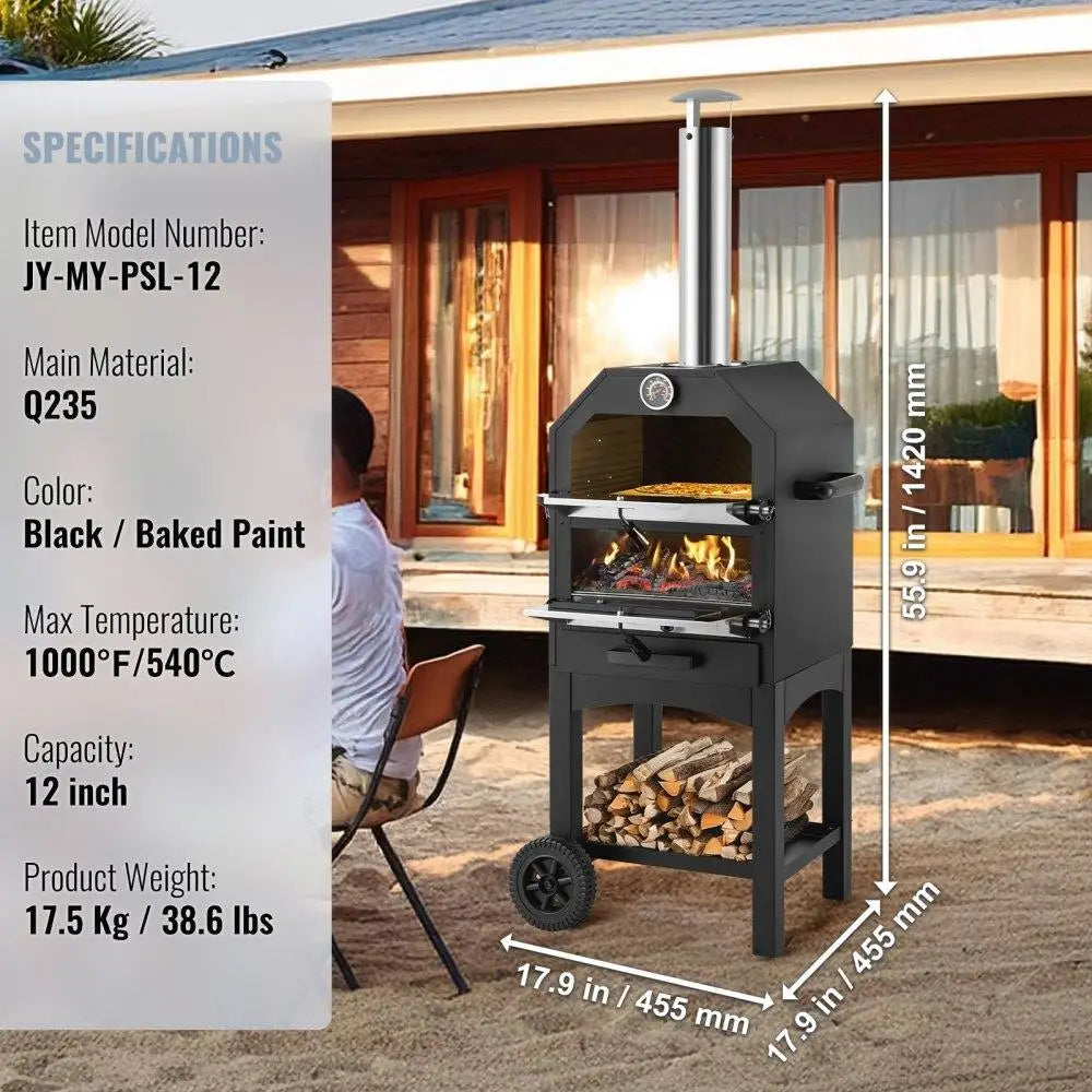 12 Inch Portable Outdoor Pizza Oven Wood Pellet Camp Cooking Oven for Perfect Pizza Baking