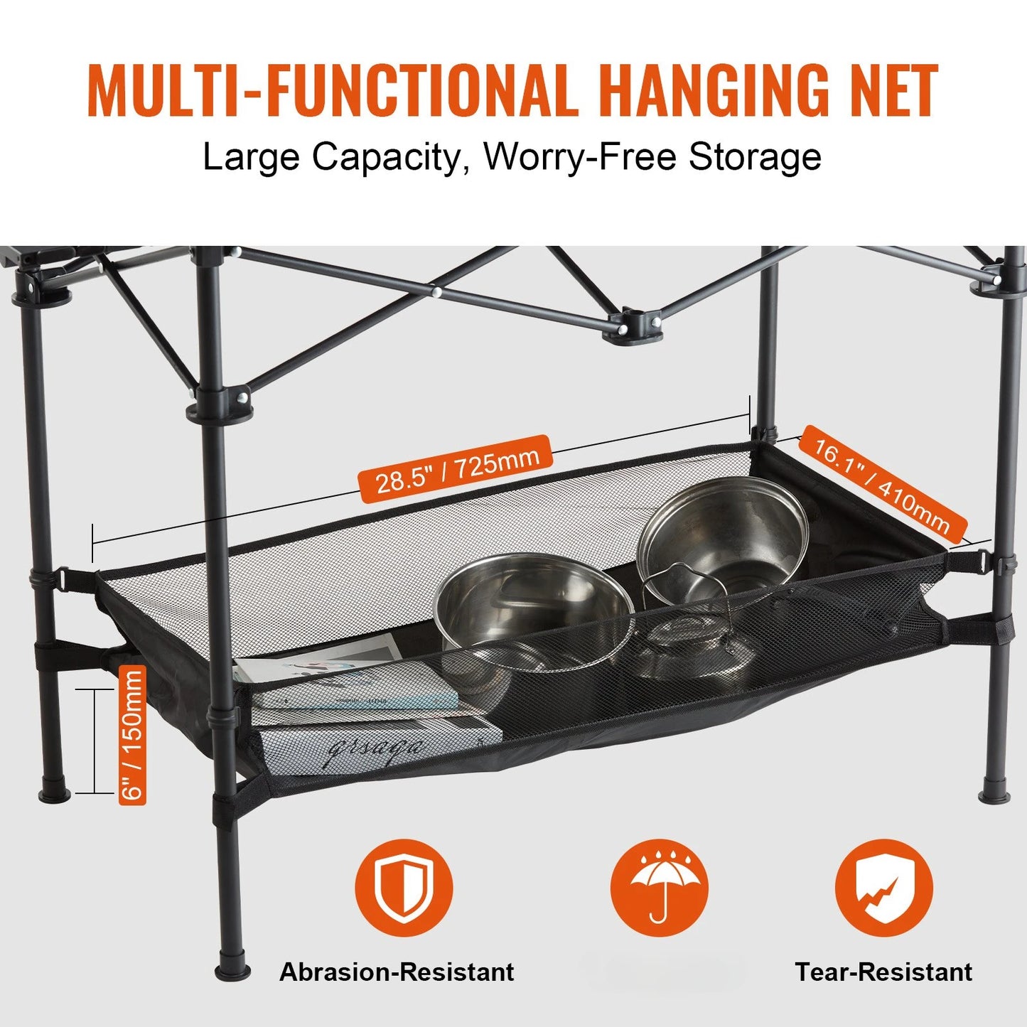 1 PC Portable Folding Camping Table for Outdoor Adventures - Lightweight Aluminum & Steel Compact Side Table with Large Storage.