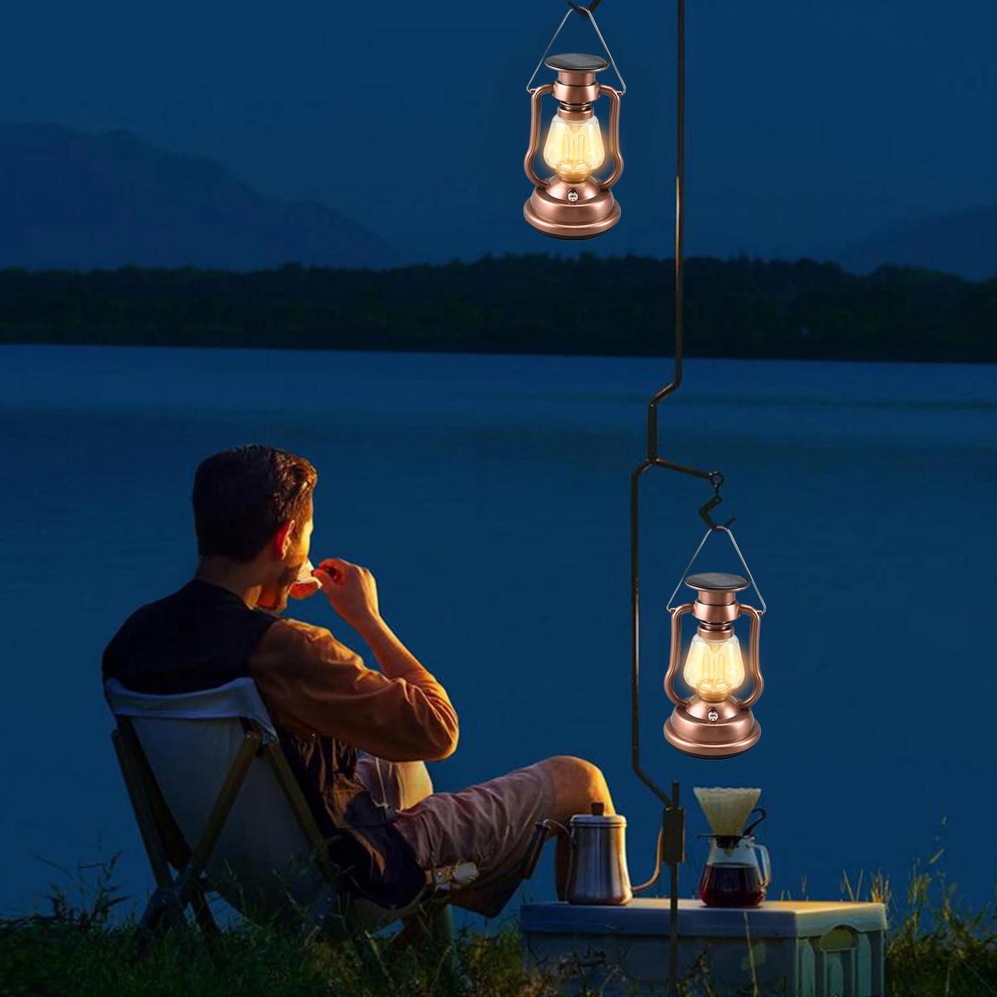 USB Rechargeable Camping Light Portable Hand Crank Generator Camping Tent Light Outdoor Solar Charging Waterproof LED Flashlight