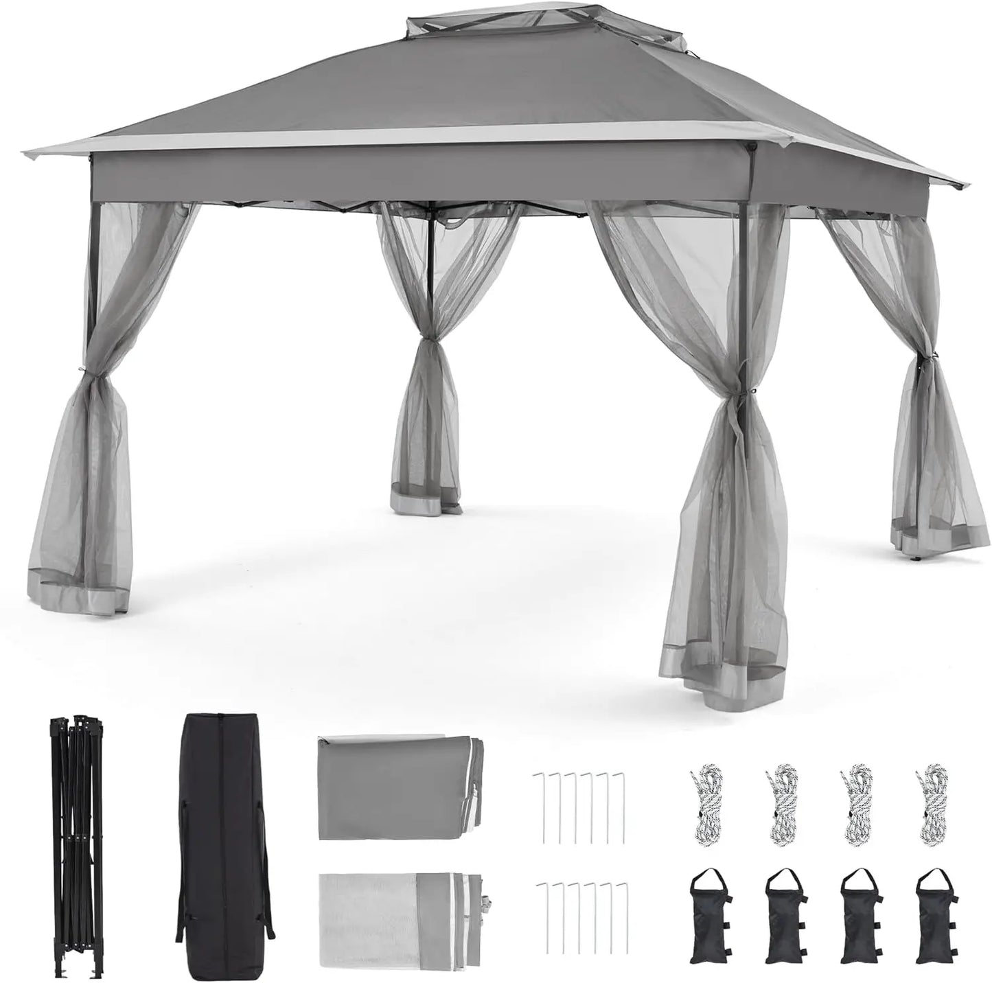 Bezeseller 13x13 Pop Up Gazebo Tent with Mosquito Netting – Quick Set Up, Water-Resistant Outdoor Canopy for Patio, Garden