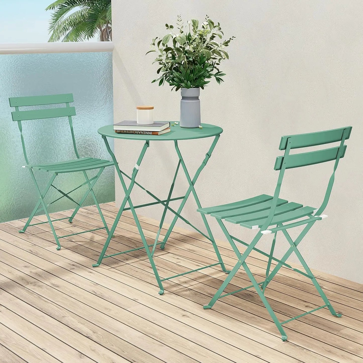 3-Piece Bistro Set Folding Outdoor Furniture Sets with Premium Steel Frame Portable Design for Bistro & Balcony