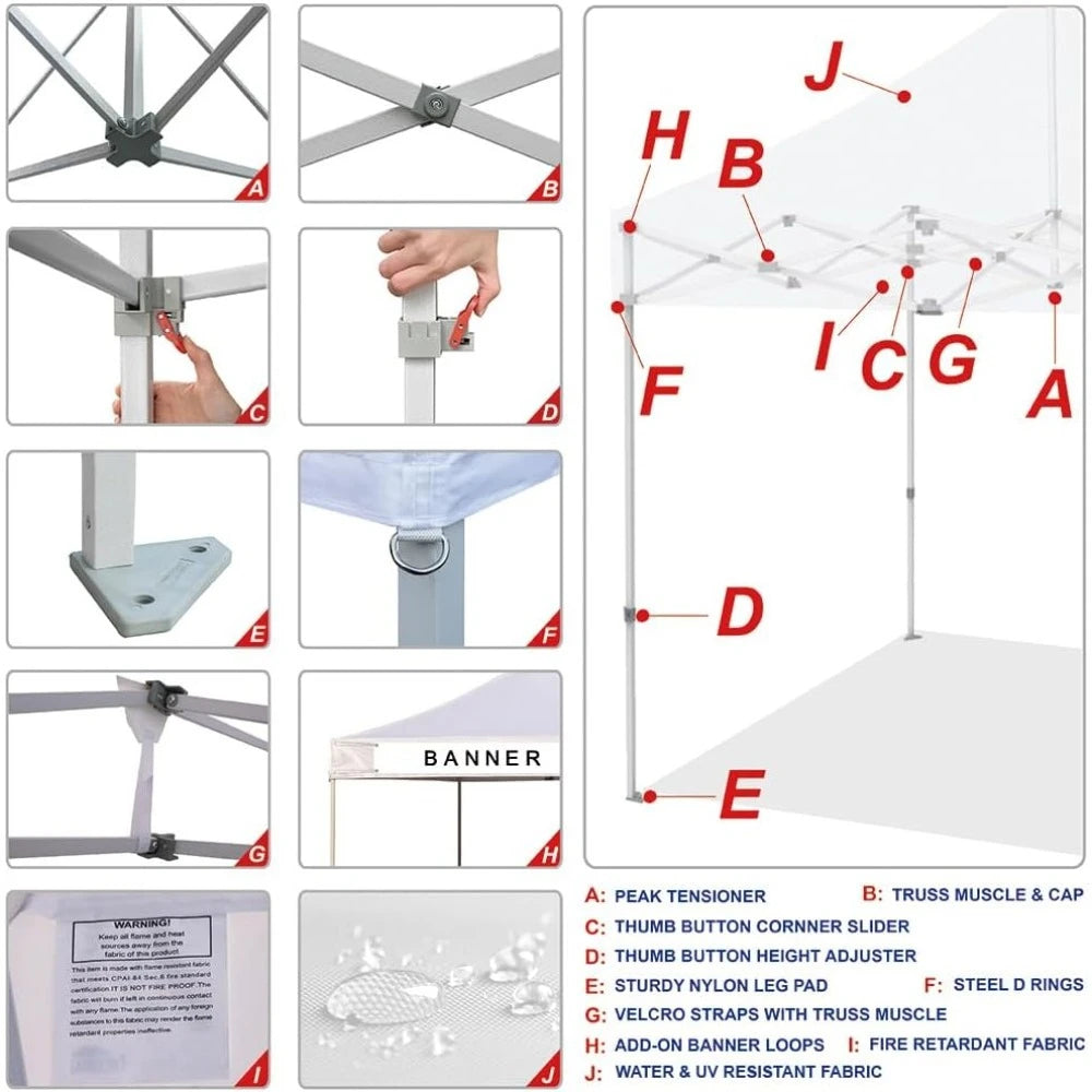 Canopy Tent Commercial Instant Canopies with 4 Removable Zipper End Side Walls and Roller Bag, Bonus 6 SandBags