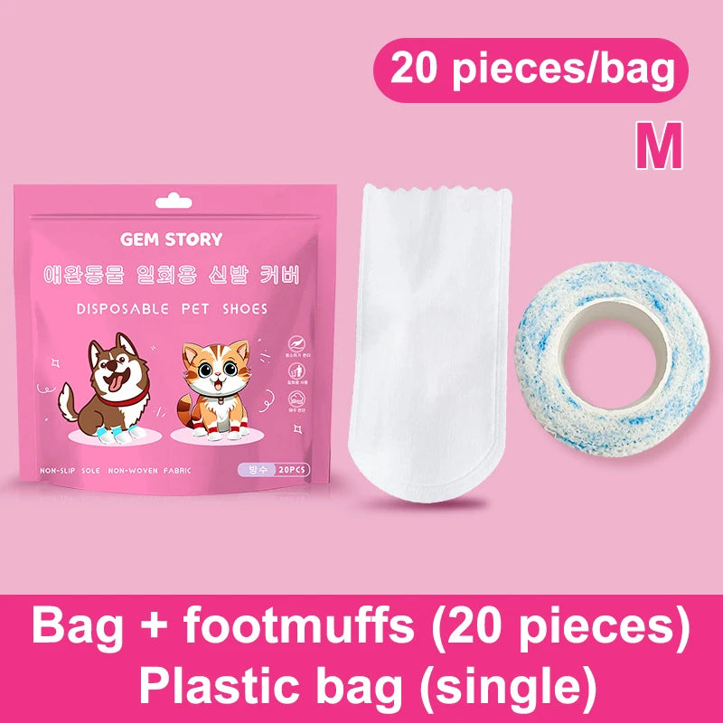 20Pcs Pet Shoes Cover Disposable Dog Shoe Cover Portable Anti Slip Anti-dirty Outdoor Pet Cat Dog Foot Cover Pet Supplies