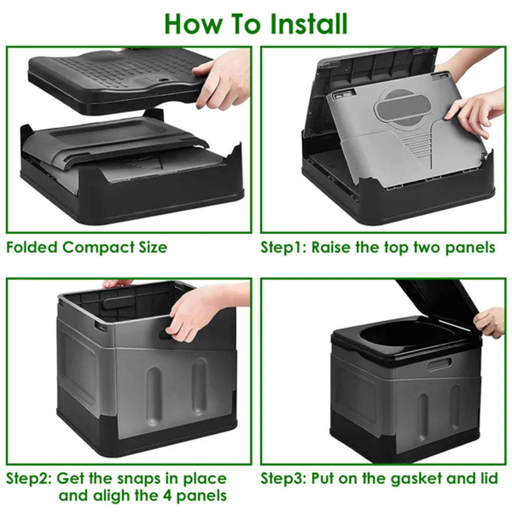 Portable Toilet with Carry Bag Foldable Emergency Toilet with Lid Trash Bags Camping Toilet Foldable Toilet for Car Outdoor