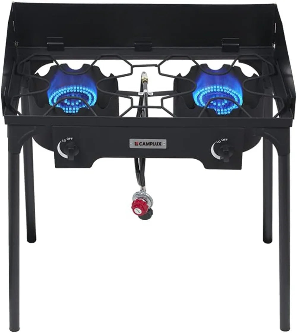 Gas Burner Outdoor Stove Burner Gas, Up to 260,000 BTU/Hr Dual Burner Propane Stove with Propane Burner stand,