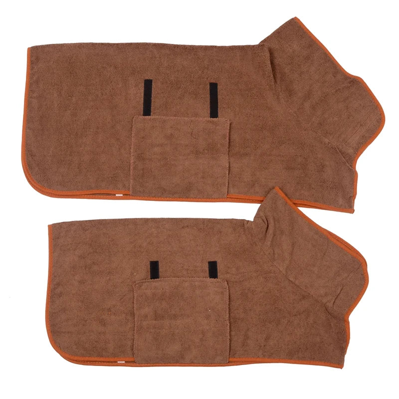 Dog Bathrobe Bath Towel Robe Absorbent Soft Towel For Large Medium Small Dog Quick Dry Adjustable Drying Coat Pet Supplies