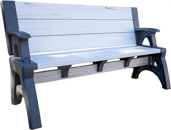 2-in-1 Outdoor Bench & Picnic Table - Foldable, Weather-Resistant Seating - Perfect for Patio, Lawn, Garden, or Deck - Durable C
