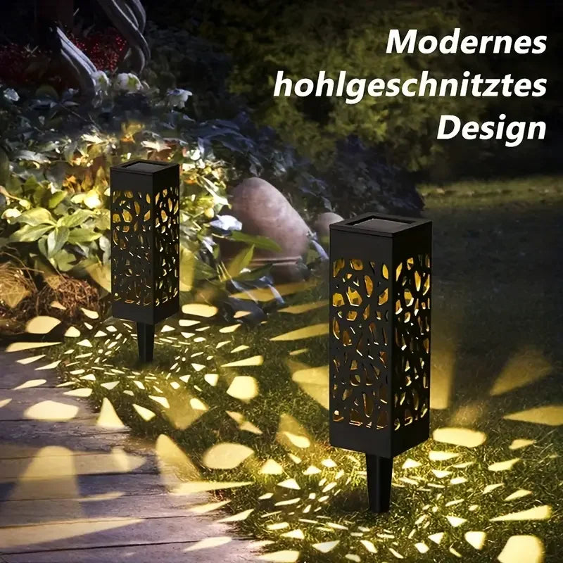 6PCS Solar Powered LED Garden Stake Lights Decorative Hollow-Out Lawn Lamps, Waterproof Outdoor Landscape Lighting