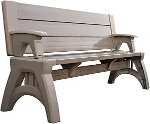 2-in-1 Outdoor Bench & Picnic Table - Foldable, Weather-Resistant Seating - Perfect for Patio, Lawn, Garden, or Deck - Durable C