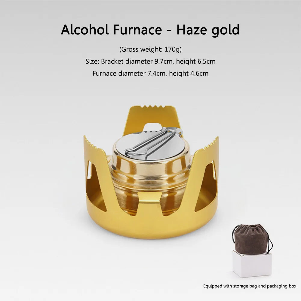 Portable Mini Alcohol Stove Adjustable Firepower Gasoline Stove Aluminum Alloy Bracket 360 Degree Combustion for Outdoor Picnic