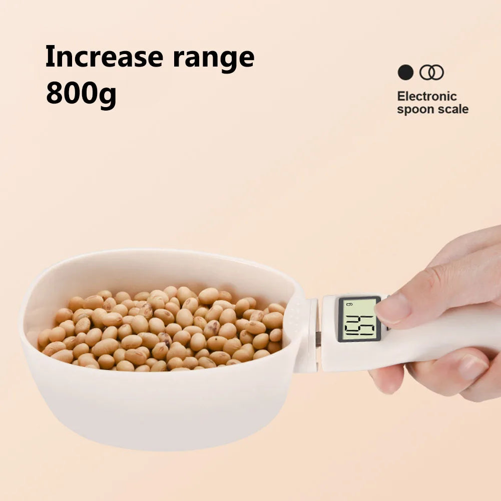 Digital Display Dogs Food Dispenser Scale Detachable Pet Food Weighing Spoon Plastic Easy Clean Battery Powered for Pet Supplies