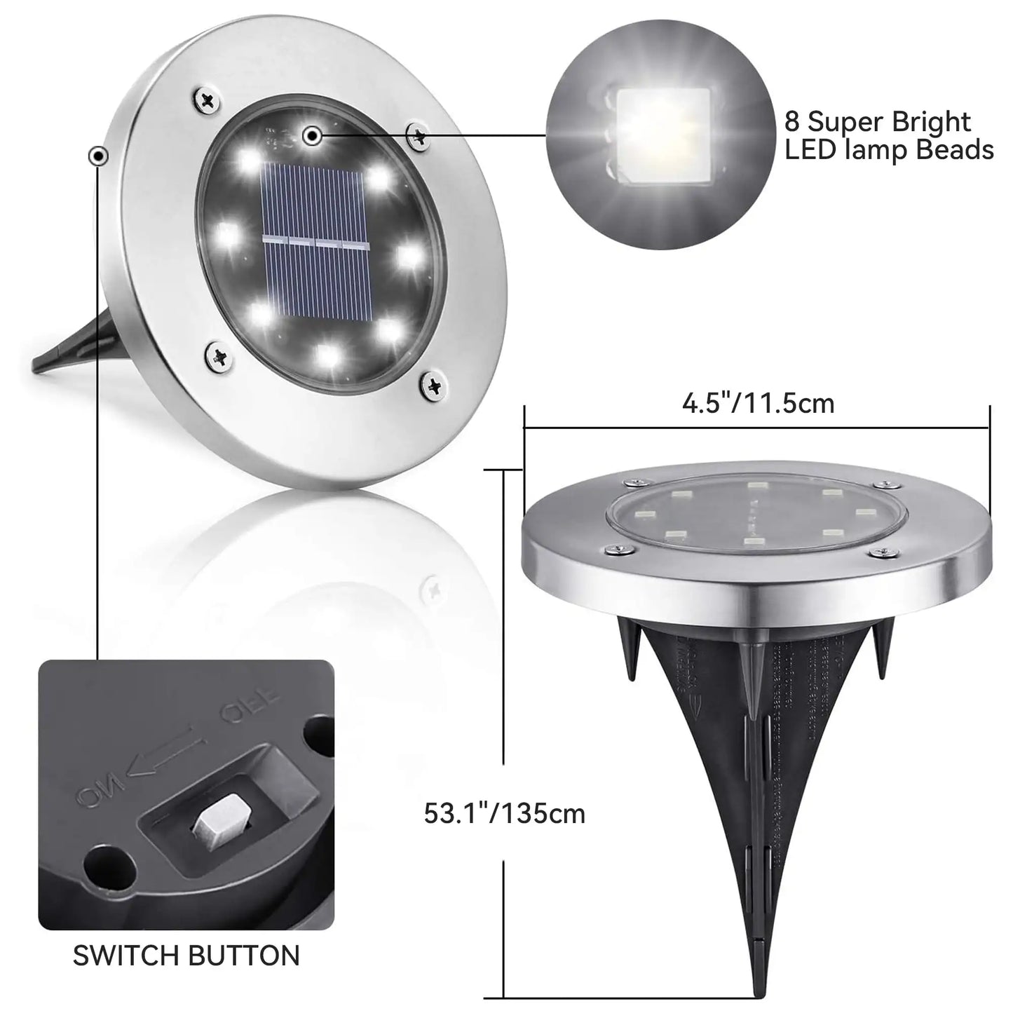 12 Pack Outdoor Waterproof Solar Lights, LED Underground Lights for Yard, Patio, Garden, Lawn, Balcony, Outdoor Pathway