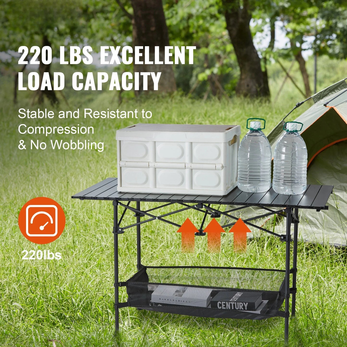 1 PC Portable Folding Camping Table for Outdoor Adventures - Lightweight Aluminum & Steel Compact Side Table with Large Storage.