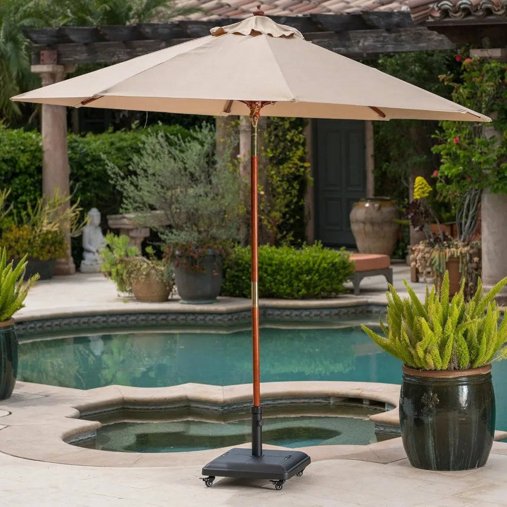 Sturdy and Stylish Outdoor Umbrella Base for Patios, Concrete Construction with Stainless Steel Handle, Black