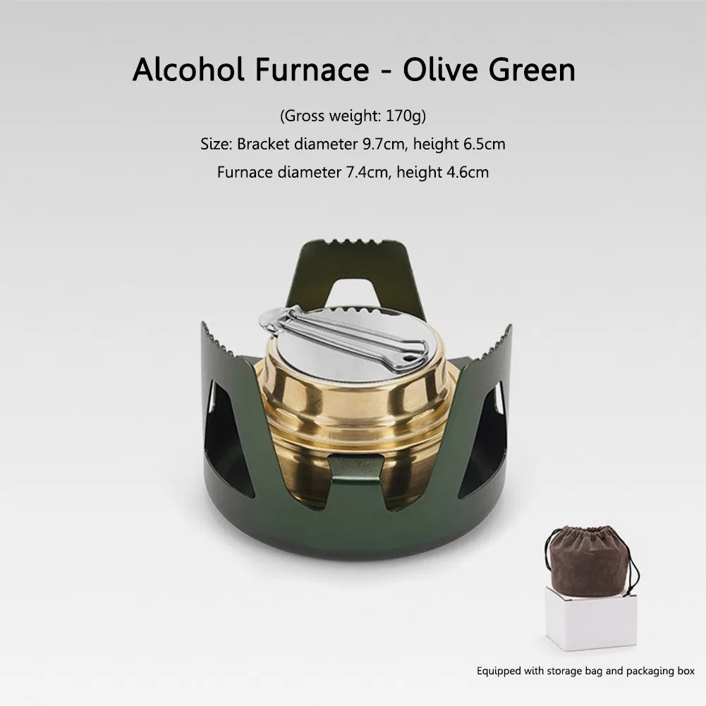 Portable Mini Alcohol Stove Adjustable Firepower Gasoline Stove Aluminum Alloy Bracket 360 Degree Combustion for Outdoor Picnic