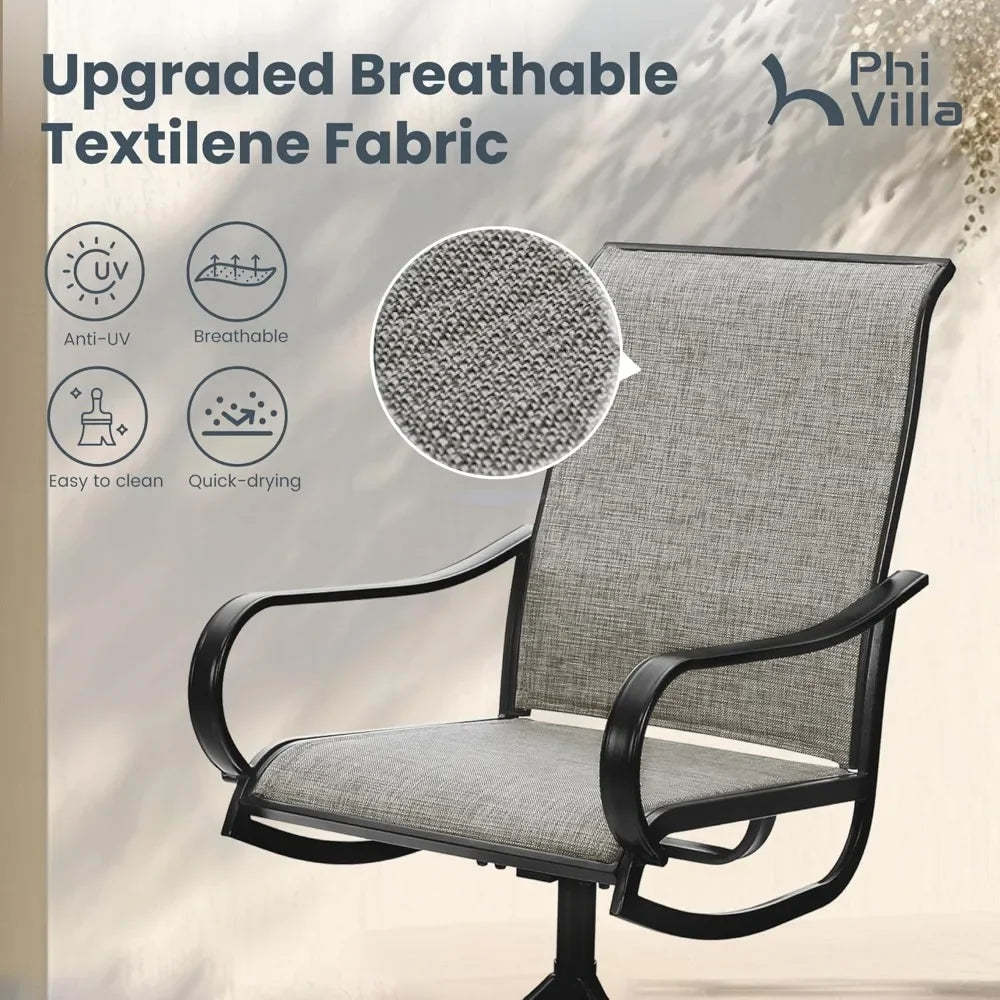 Patio Swivel Dining Chairs Set of 4 Outdoor Metal Chair with Textilene Mesh Fabric, Patio Gentle Rocker Chair