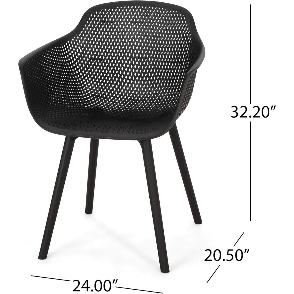Davina Outdoor Dining Chair (Set of 2), Polypropylene, Black