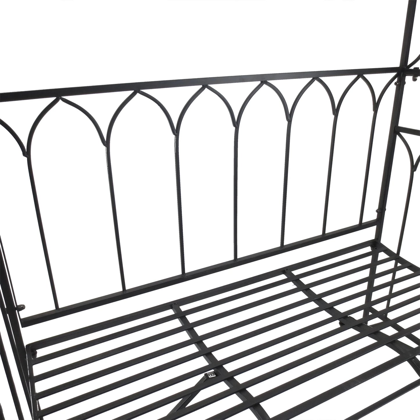 45” Steel Metal Outdoor Garden Arbor Archway with Bench Seating Black
