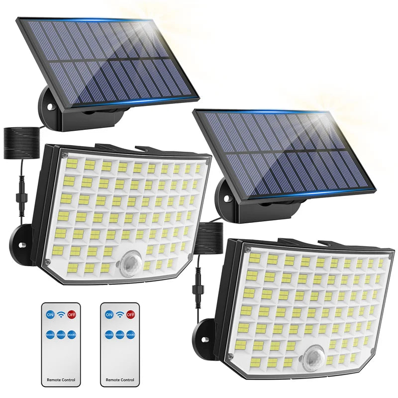 Solar Outdoor Lights, 256 LED Solar Powered Motion Sensor Security Lights with Waterproof 3 Modes Flood Lights for Outside Porch