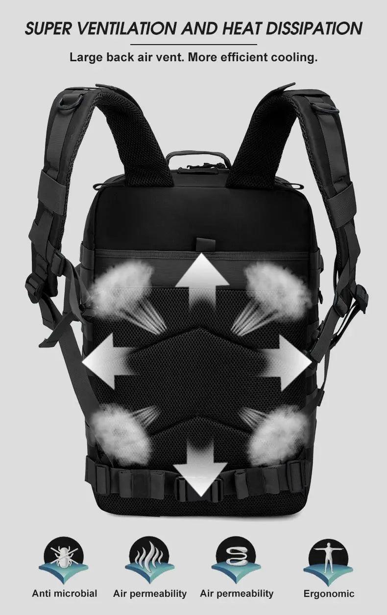 45L/25L Tactical Backpack Men's Travel Large Capacity Rucksacks Men Waterproof Outdoor Sports Multi-functional Bags