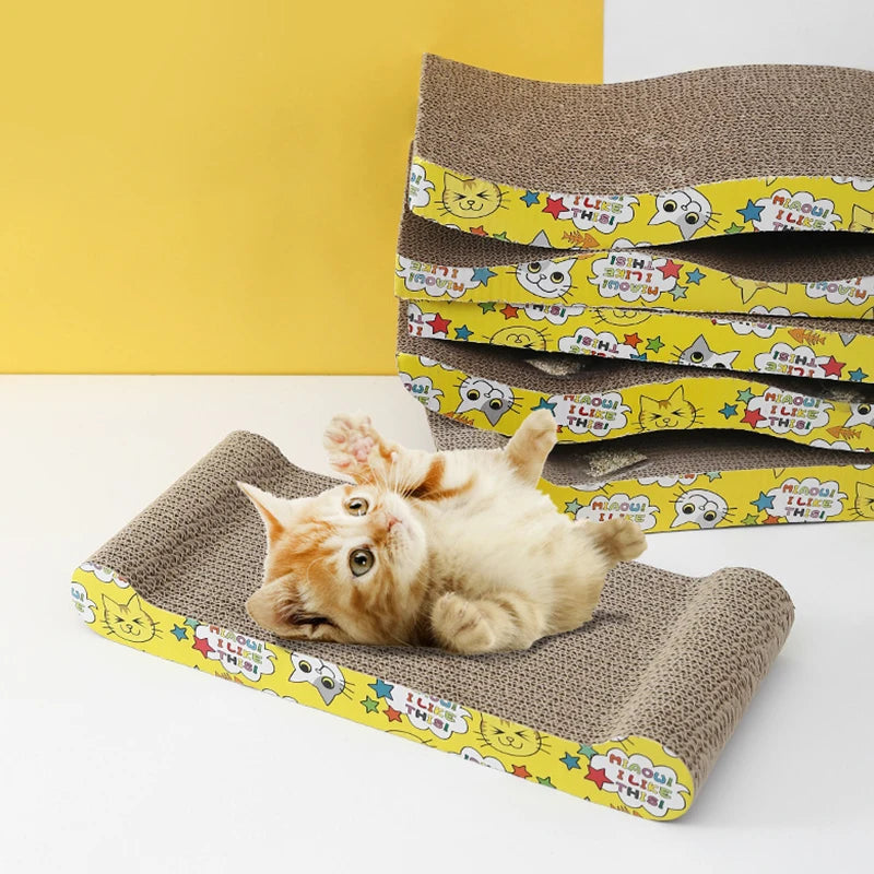 Pet Cat Wave Curved Catnip Cat Scratcher Indoor Cats Scratchers Cardboard Abrasion Resistance Cat Scratch Pad Pet Supplies