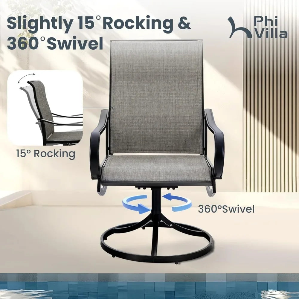 Patio Swivel Dining Chairs Set of 4 Outdoor Metal Chair with Textilene Mesh Fabric, Patio Gentle Rocker Chair