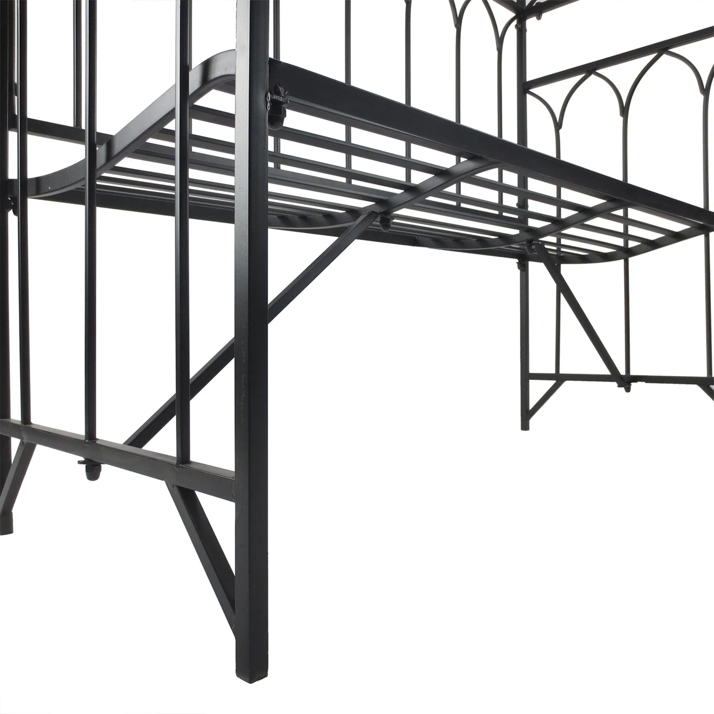 45” Steel Metal Outdoor Garden Arbor Archway with Bench Seating Black