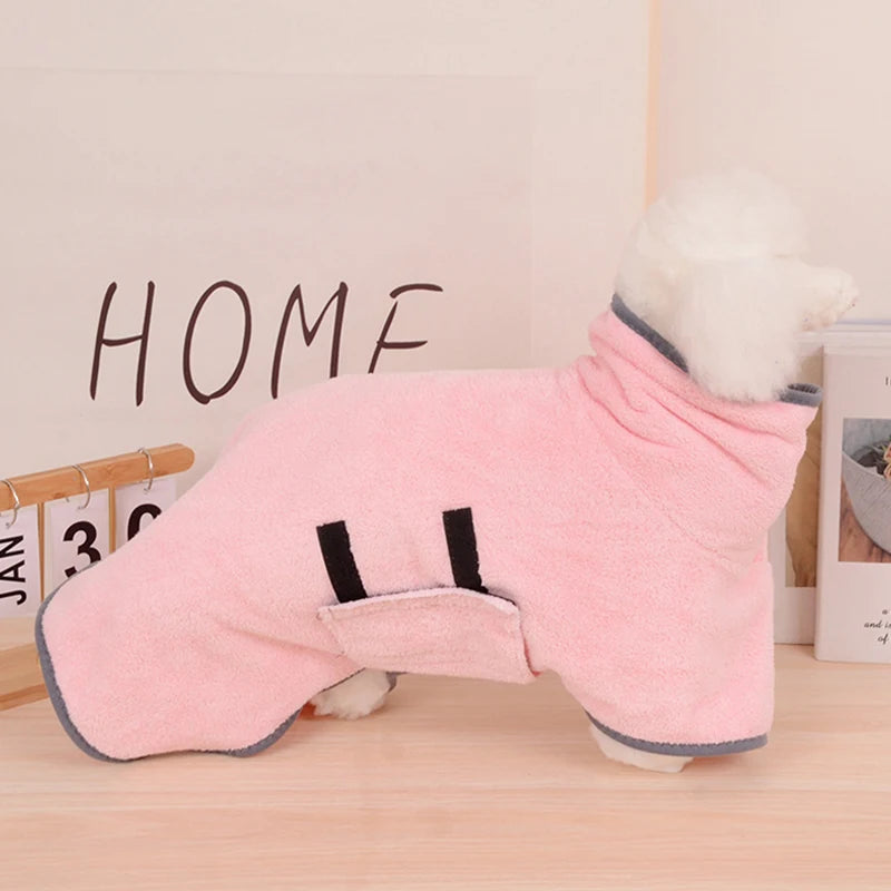 Dog Bathrobe Bath Towel Robe Absorbent Soft Towel For Large Medium Small Dog Quick Dry Adjustable Drying Coat Pet Supplies