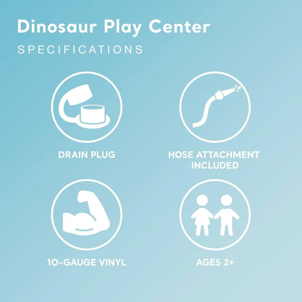 Inflatable Dinosaur Play Center Outdoor Playhouse Inflatable Water Park with Kid Pool Slide, Water Sprayer, Waterfall