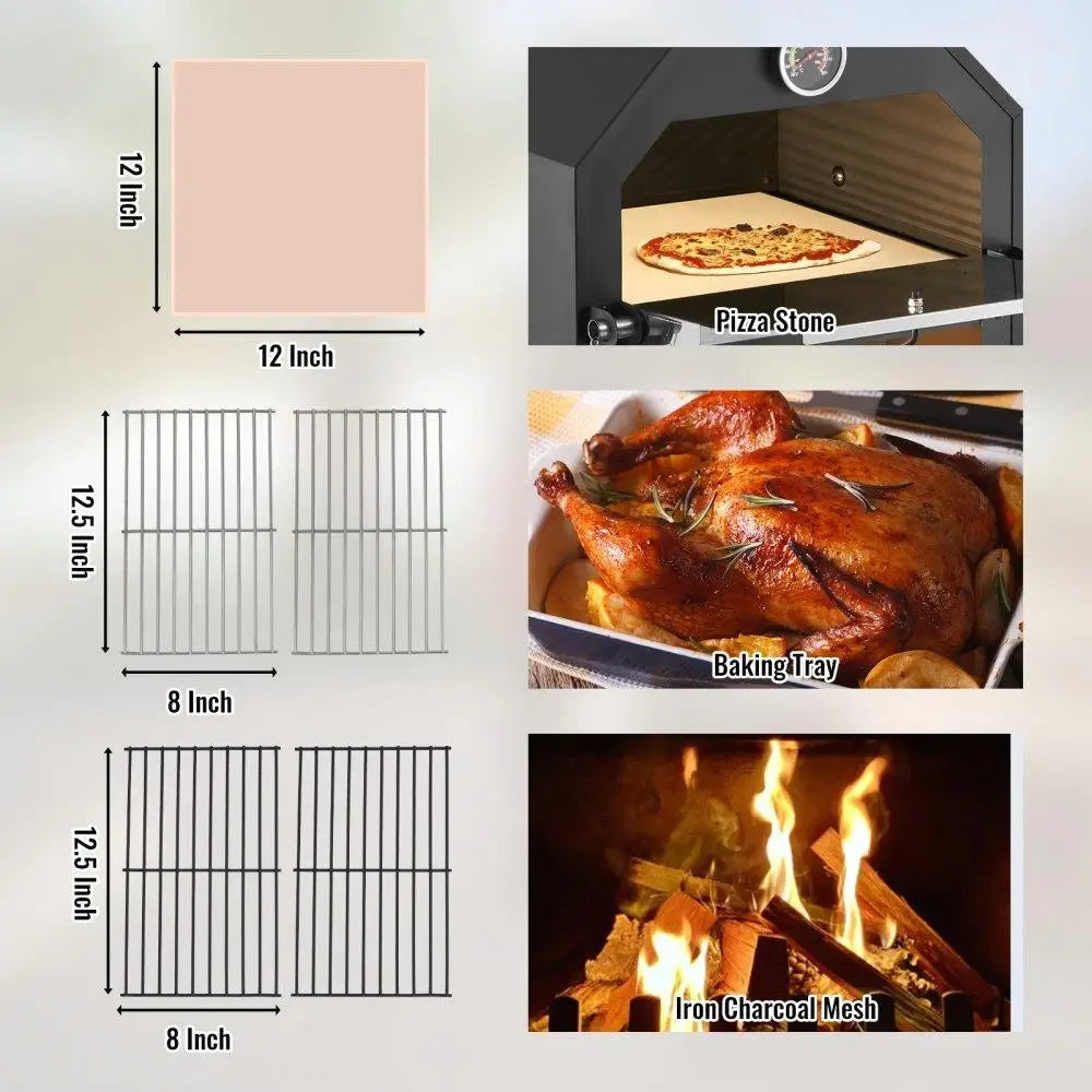 12 Inch Portable Outdoor Pizza Oven Wood Pellet Camp Cooking Oven for Perfect Pizza Baking