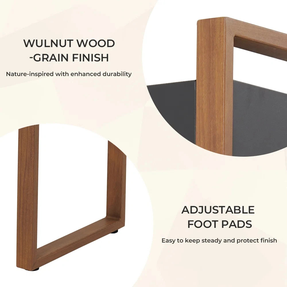 Metal Raised Garden Bed, Outdoor Raised Planter Box with Woodgrain Finish, Elevated Planter Box