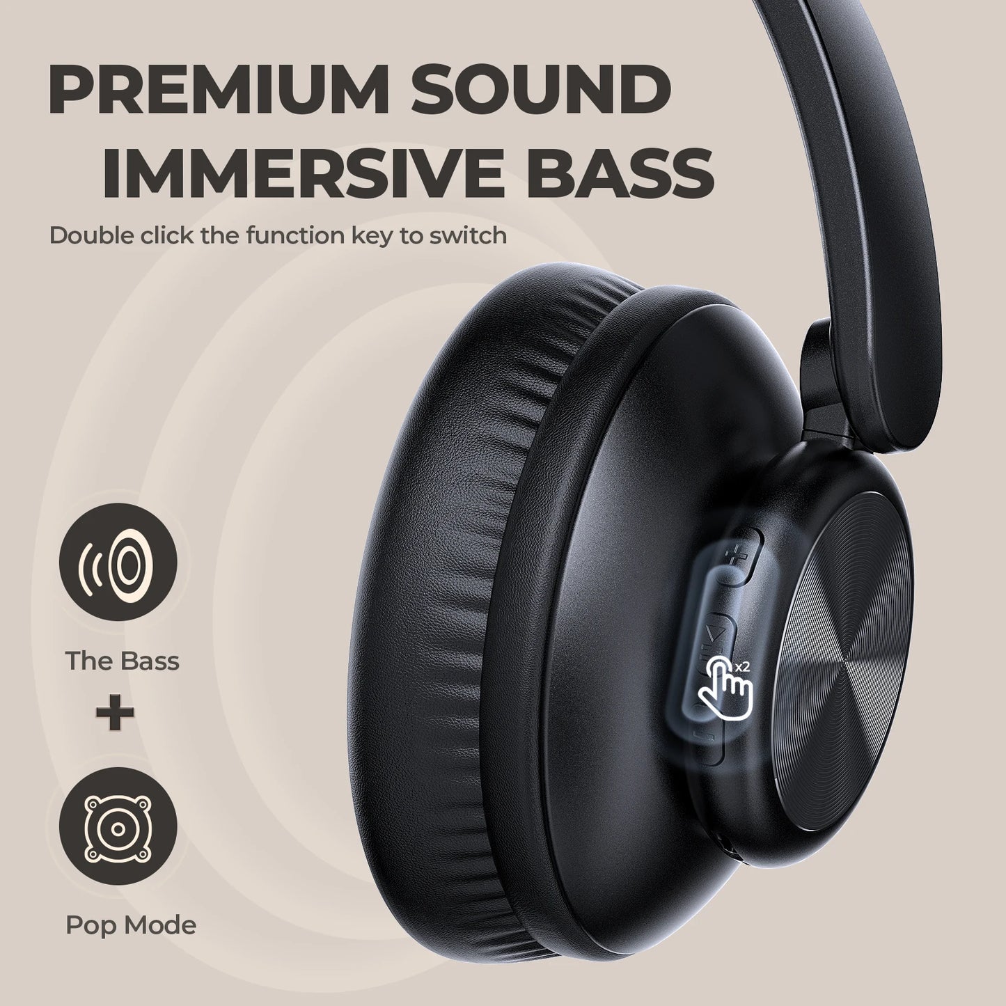Wireless Headphones with Built-in Microphone, Electronic Audio Earbuds Wireless Noise Cancellation Headphones, Foldable Gaming H