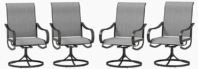 Patio Swivel Dining Chairs Set of 4 Outdoor Metal Chair with Textilene Mesh Fabric, Patio Gentle Rocker Chair