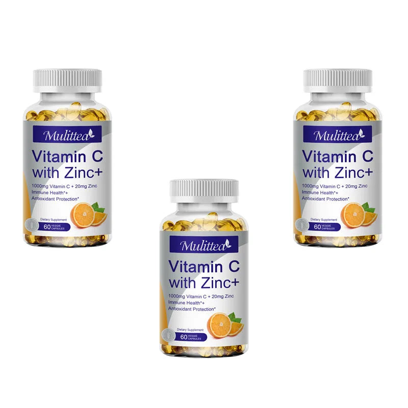 Mulittea Premium Vitamin C and Zinc for Energy Production Improve complexion Brighten skin with daily vitamin supplements