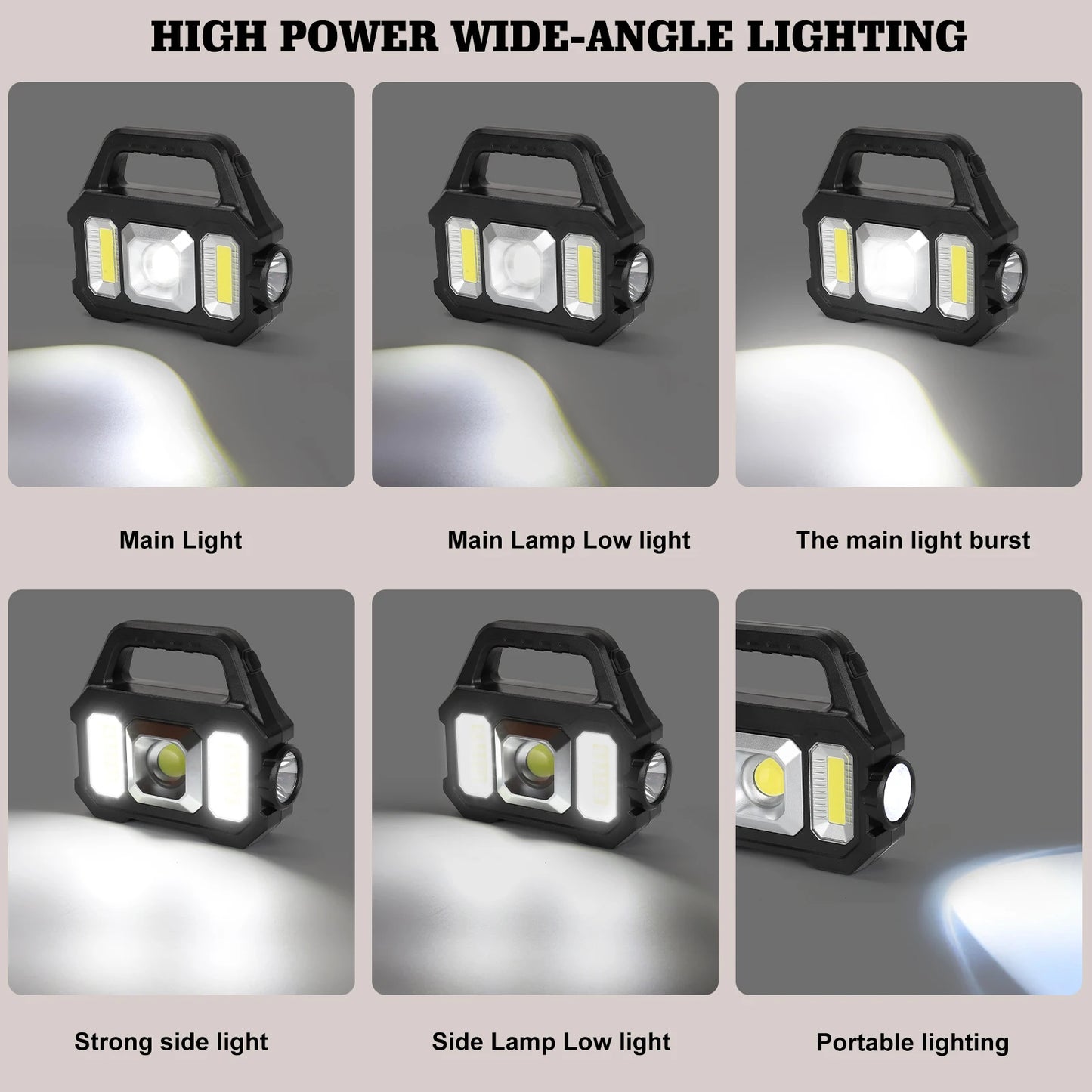 2000LM Solar-Powered LED Flashlight - Rechargeable Camping/Work Light with 6 Modes, IPX7 Waterproof for Outdoor Emergency Hiking