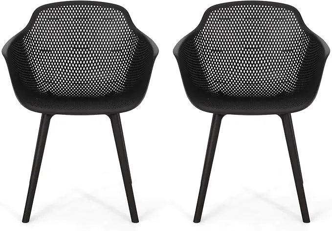 Davina Outdoor Dining Chair (Set of 2), Polypropylene, Black