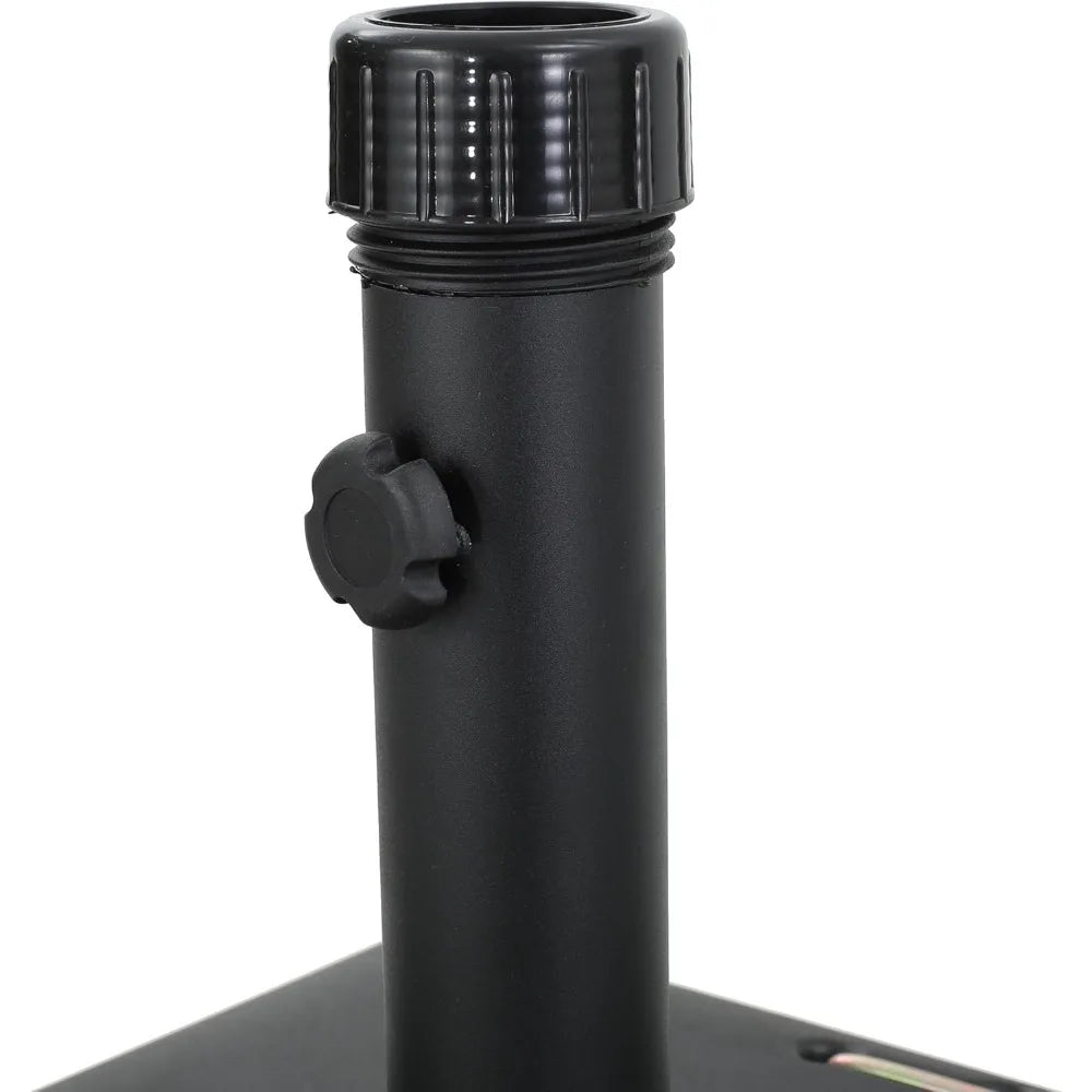 Sturdy and Stylish Outdoor Umbrella Base for Patios, Concrete Construction with Stainless Steel Handle, Black