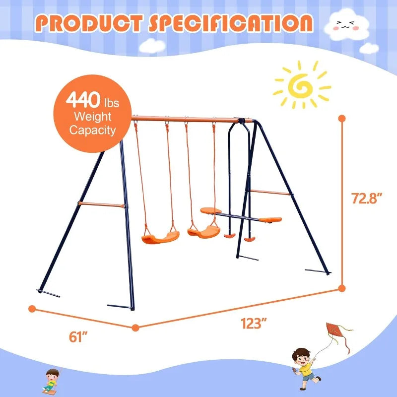 Nova Microdermabrasion Outdoor Swing Sets for Backyard, 440lbs Load Capacity Swing Stand with 2 Seats and 1 Swing Glider,