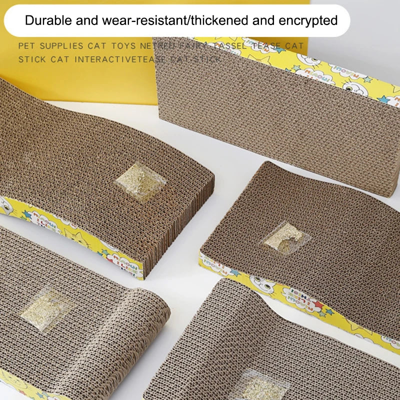 Pet Cat Wave Curved Catnip Cat Scratcher Indoor Cats Scratchers Cardboard Abrasion Resistance Cat Scratch Pad Pet Supplies