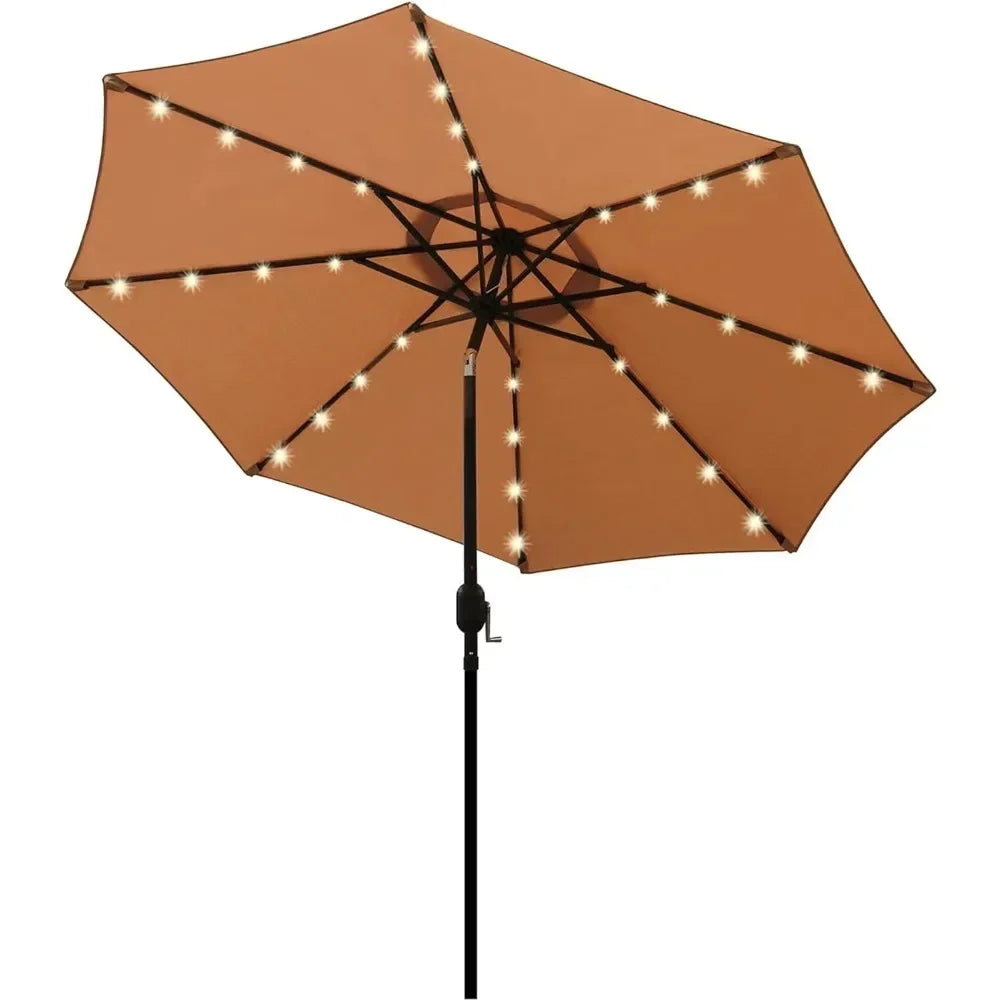 Lighted Patio Umbrella, Table Market Umbrella, Outdoor Umbrella for Garden, Deck, Backyard, Pool and Beach,9 Ft