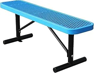 4 Feet Metal Park Bench for Outside, Outdoor Heavy Duty Garden Bench with Portable Frame, Commercial Benches for Shopping Mall,