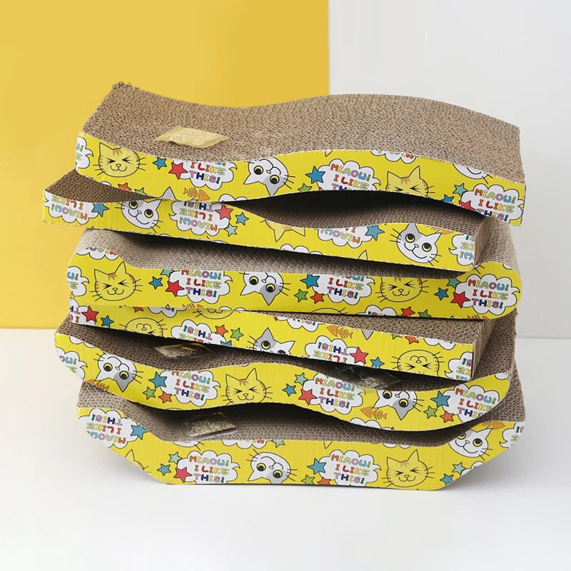 Pet Cat Wave Curved Catnip Cat Scratcher Indoor Cats Scratchers Cardboard Abrasion Resistance Cat Scratch Pad Pet Supplies