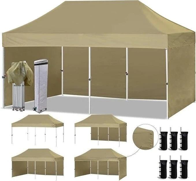 Canopy Tent Commercial Instant Canopies with 4 Removable Zipper End Side Walls and Roller Bag, Bonus 6 SandBags