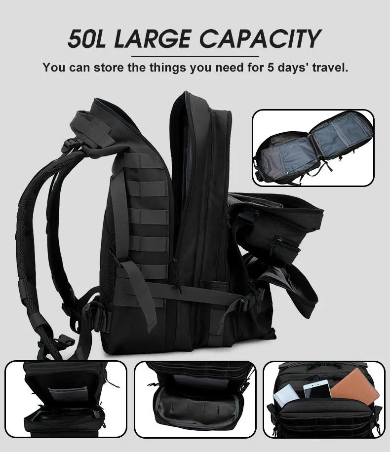 45L/25L Tactical Backpack Men's Travel Large Capacity Rucksacks Men Waterproof Outdoor Sports Multi-functional Bags